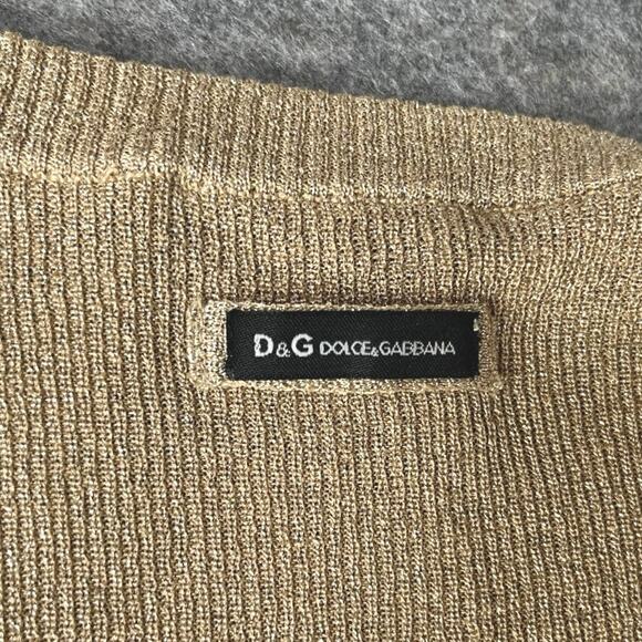 Dolce & Gabbana Women’s Gold Shimmer Long Button Up Cardigan Dress Silk Size XS - Picture 5 of 8